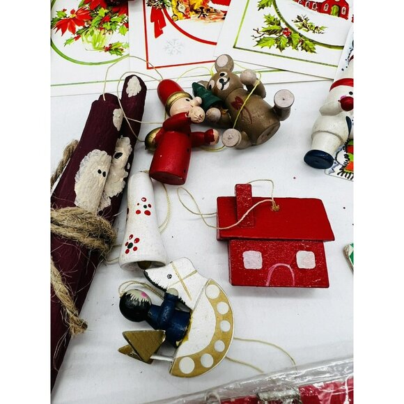 Vintage Christmas Crafters Lot Miniatures Flocked Postcard Ornament Santa Elf 1 - Picture 6 of 11
